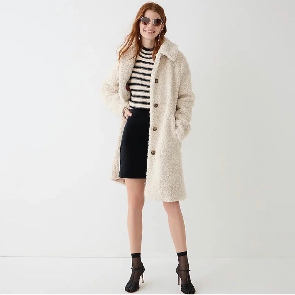 JCrew Teddy Sherpa Coat Size Petite Medium LIKE NEW WITH TAGS